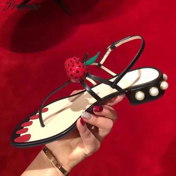 sandals prowow luxury pearl studded beach flat woman runway women cherry t-strap heels shoes, Black
sandals prowow luxury pearl studded beach flat woman runway women cherry t-strap heels shoes, Black