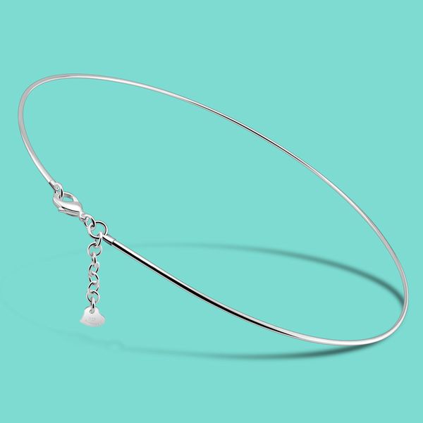 women's 925 sterling silver torques concise style the circle necklace smooth surface collar lady popular jewelry present q0531
women's 925 sterling silver torques concise style the circle necklace smooth surface collar lady popular jewelry present q0531