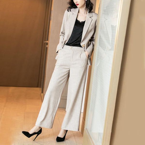 women's two piece pants suit fashion single button long-sleeved jacket + trousers two-piece ladies business casual, White
women's two piece pants suit fashion single button long-sleeved jacket + trousers two-piece ladies business casual, White