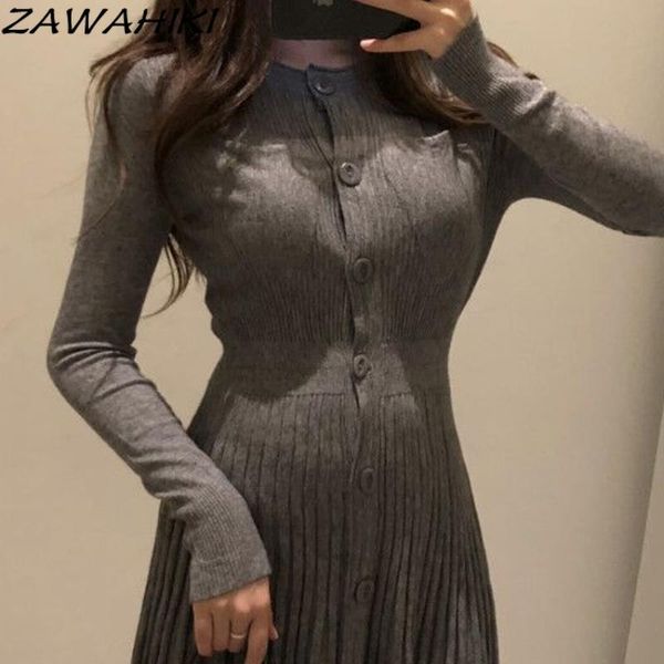 casual dresses zawahiki women's clothing all match dress long sleeve o neck slim femme robe buttons elegant solid a line mini pleated, Black;gray
casual dresses zawahiki women's clothing all match dress long sleeve o neck slim femme robe buttons elegant solid a line mini pleated, Black;gray