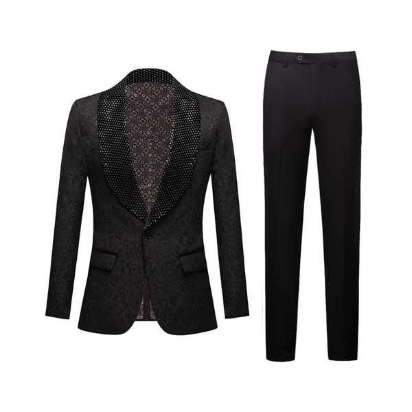 men's suits & blazers 2021 black print slim suit 2-piece club stage formal wedding ball men, White;black
men's suits & blazers 2021 black print slim suit 2-piece club stage formal wedding ball men, White;black