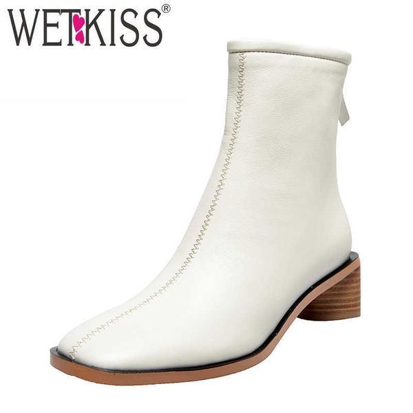 wetkiss genuine leather boots women wood heels thick ankle boot female square toe shoes ladies party zip shoes winter 210630, Black
wetkiss genuine leather boots women wood heels thick ankle boot female square toe shoes ladies party zip shoes winter 210630, Black