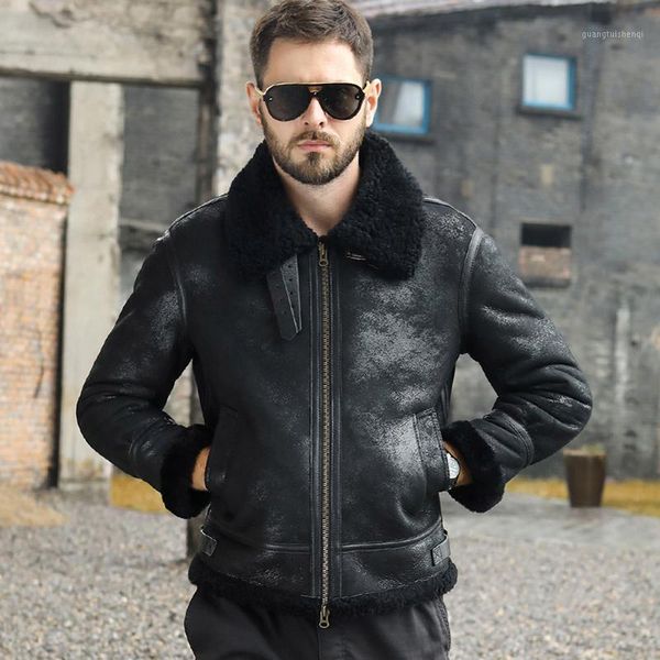 mens b3 shearling jacket black leather short fur coat fashion motorcycle thicken sheepskin men's & faux
mens b3 shearling jacket black leather short fur coat fashion motorcycle thicken sheepskin men's & faux