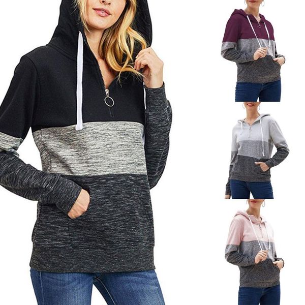 ladies fashion casual solid color stitching zipper hooded sport sweatshirt korean simple pullovers winter autumn sweatshirt, Black
ladies fashion casual solid color stitching zipper hooded sport sweatshirt korean simple pullovers winter autumn sweatshirt, Black