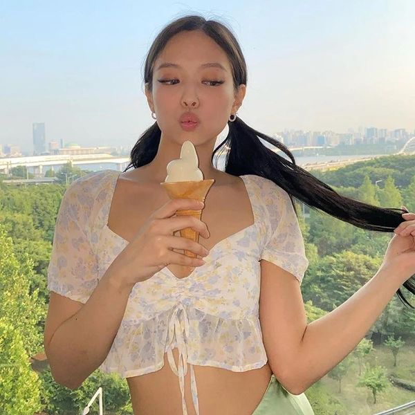 women's t-shirt women floral print crop short sleeve chiffon shirt bandage summer t-shirts fashion v-neck ruffled slim fit top, White
women's t-shirt women floral print crop short sleeve chiffon shirt bandage summer t-shirts fashion v-neck ruffled slim fit top, White