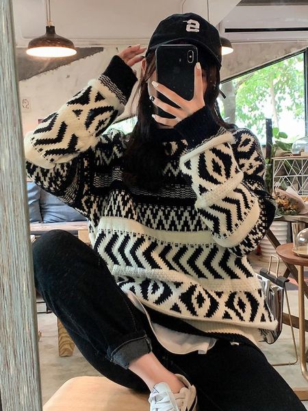 women's sweaters fashion sweater spring and autumn style korean loose lazy long sleeve pullover knitted top, White;black
women's sweaters fashion sweater spring and autumn style korean loose lazy long sleeve pullover knitted top, White;black