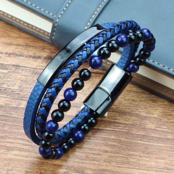 charm bracelets 2021 blue stone bracelet genuine leather braided stainless steel magnetic clasp tiger eye bead bangles men jewelry, Golden;silver
charm bracelets 2021 blue stone bracelet genuine leather braided stainless steel magnetic clasp tiger eye bead bangles men jewelry, Golden;silver