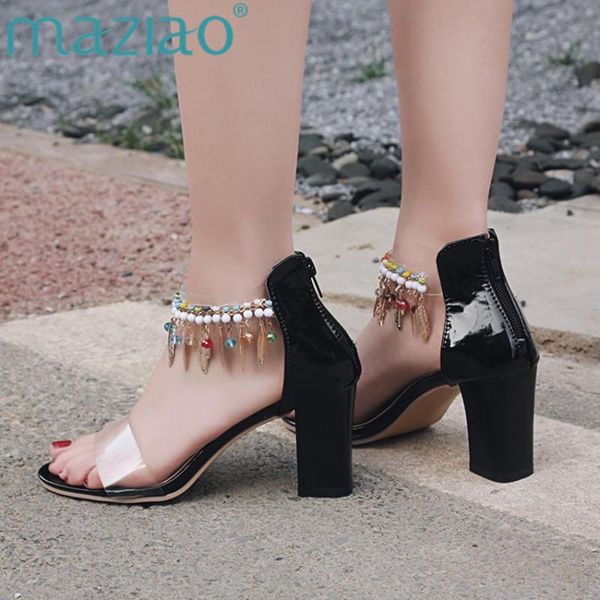 womens shoes jelly high heels square heel tassel transparent summer shoes chaussures femme bohemian sandals size 34-45 maziao, Black
womens shoes jelly high heels square heel tassel transparent summer shoes chaussures femme bohemian sandals size 34-45 maziao, Black