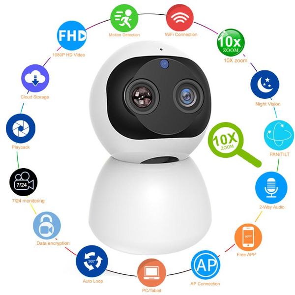 cameras hd 1080p indoor wifi camera smart home security surveillance ip cctv 360 ptz monitor baby / pet nanny elder wi fi cam
cameras hd 1080p indoor wifi camera smart home security surveillance ip cctv 360 ptz monitor baby / pet nanny elder wi fi cam