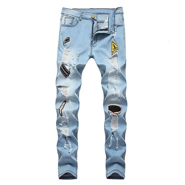 men herfst denim katoen straight hole pocket troubled broek 2021 fashion slim fit jeans high quanlity, Blue
men herfst denim katoen straight hole pocket troubled broek 2021 fashion slim fit jeans high quanlity, Blue