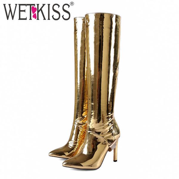 wetkiss mirror pu women boots zip pointed toe footwear high heels female boot party knee high shoes woman winter 210630, Black
wetkiss mirror pu women boots zip pointed toe footwear high heels female boot party knee high shoes woman winter 210630, Black
