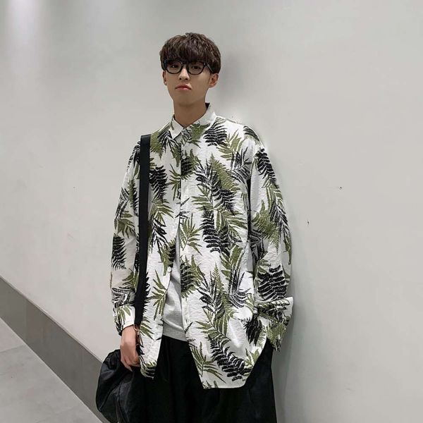 spring and autumn ruffian handsome loose long sleeve men's trend bf korean personalized printing shirt coat men, White;black
spring and autumn ruffian handsome loose long sleeve men's trend bf korean personalized printing shirt coat men, White;black