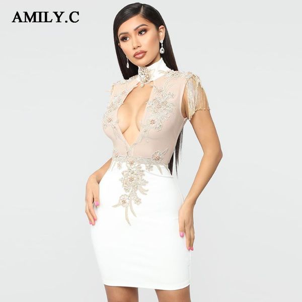 casual dresses amily.c 2021 summer luxury white diamond embroidered women's bandage dress vestido high collar bodycon mini, Black;gray
casual dresses amily.c 2021 summer luxury white diamond embroidered women's bandage dress vestido high collar bodycon mini, Black;gray