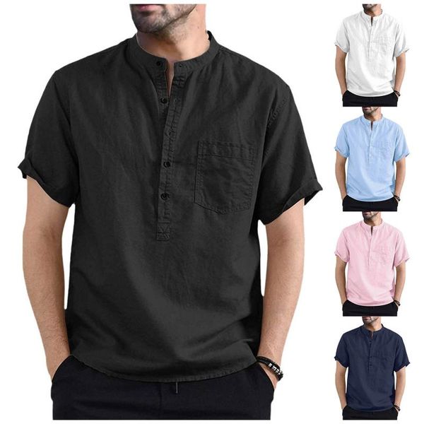 men's casual shirts shirt stand-up collar short-sleeved with pocket men clothing luxury man korean clothes chemise homme, White;black
men's casual shirts shirt stand-up collar short-sleeved with pocket men clothing luxury man korean clothes chemise homme, White;black