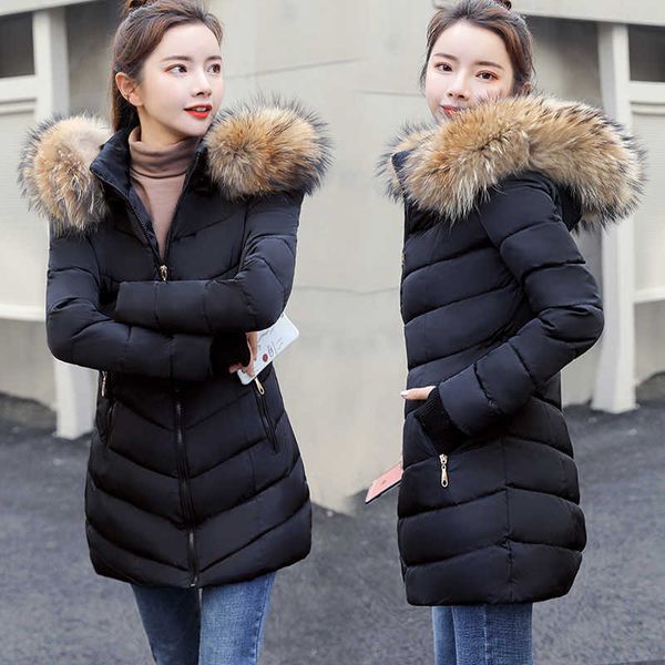 women's winter jacket artificial large fur collar female jacket slim cotton-padded long jacket outerwear winter coat parka s-4xl y19082, Black
women's winter jacket artificial large fur collar female jacket slim cotton-padded long jacket outerwear winter coat parka s-4xl y19082, Black
