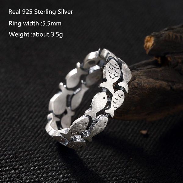 cluster rings 925 sterling silver female male finger ring vivid two-row small fish large size animal jewelry for women men, Golden;silver
cluster rings 925 sterling silver female male finger ring vivid two-row small fish large size animal jewelry for women men, Golden;silver