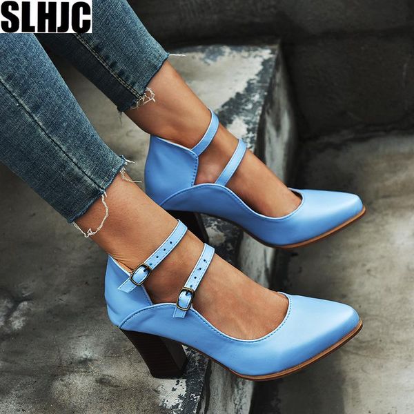 dress shoes slhjc early autumn leather women high square heel pointy toe 2 buckels plus size female retro mary janes pumps sandals, Black
dress shoes slhjc early autumn leather women high square heel pointy toe 2 buckels plus size female retro mary janes pumps sandals, Black