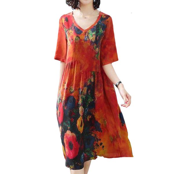 2021 new print women summer casual loose plus size silk v-neck vintage elegant female es lj2266 dnmn, Black;gray
2021 new print women summer casual loose plus size silk v-neck vintage elegant female es lj2266 dnmn, Black;gray
