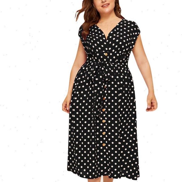 summer dress plus size polka dot maxi dresses beach holiday womens clothing sleeveless v neck buttn bandage vestido 0, Black;gray
summer dress plus size polka dot maxi dresses beach holiday womens clothing sleeveless v neck buttn bandage vestido 0, Black;gray