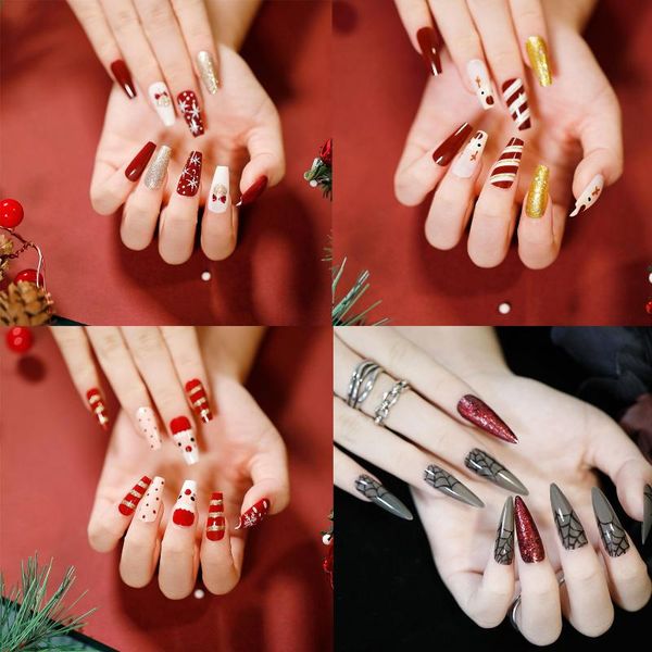 false nails 24pcs/box press on detachable artificial manicure tool nail tips wearable coffin fake, Red;gold
false nails 24pcs/box press on detachable artificial manicure tool nail tips wearable coffin fake, Red;gold