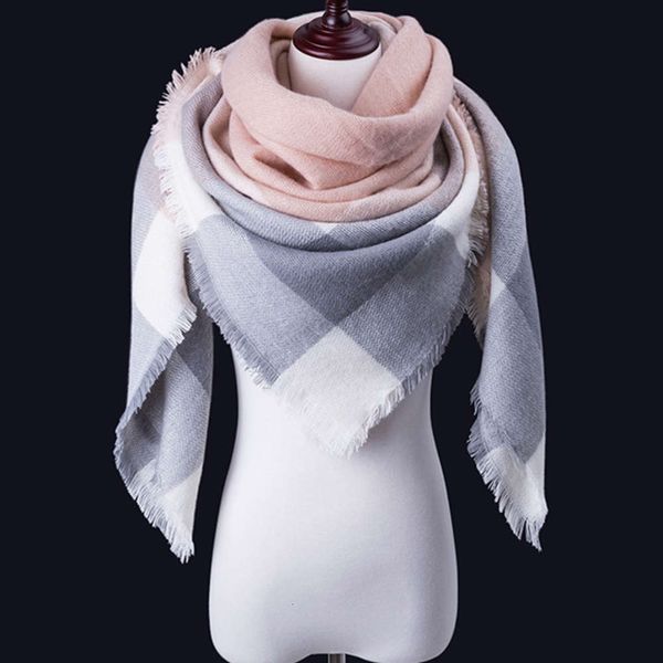 

evrfelan fashion winter scarf triangle scarf&shawl women warm plaid brand scarves female shawls wraps dropshipping, Blue;gray