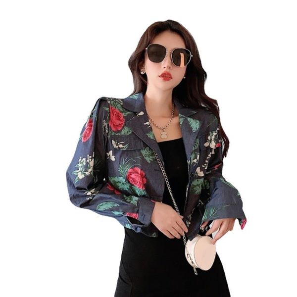 women's jackets vintage women spring fall short denim jacket fashion rose flower print long sleeve thin coat jeans female slim crop top, Black;brown
women's jackets vintage women spring fall short denim jacket fashion rose flower print long sleeve thin coat jeans female slim crop top, Black;brown