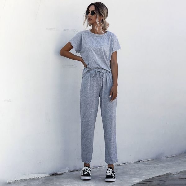 women's two piece pants sports women sets summer tracksuits jogger solid black short sleeve sweatshirt homewear trousers plus size, White
women's two piece pants sports women sets summer tracksuits jogger solid black short sleeve sweatshirt homewear trousers plus size, White