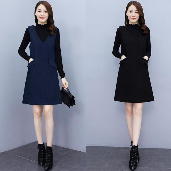 casual dresses elegant versatile double sided woolen vest dress pockets autumn winter base sweater two piece sets plus size women clothes, Black;gray
casual dresses elegant versatile double sided woolen vest dress pockets autumn winter base sweater two piece sets plus size women clothes, Black;gray