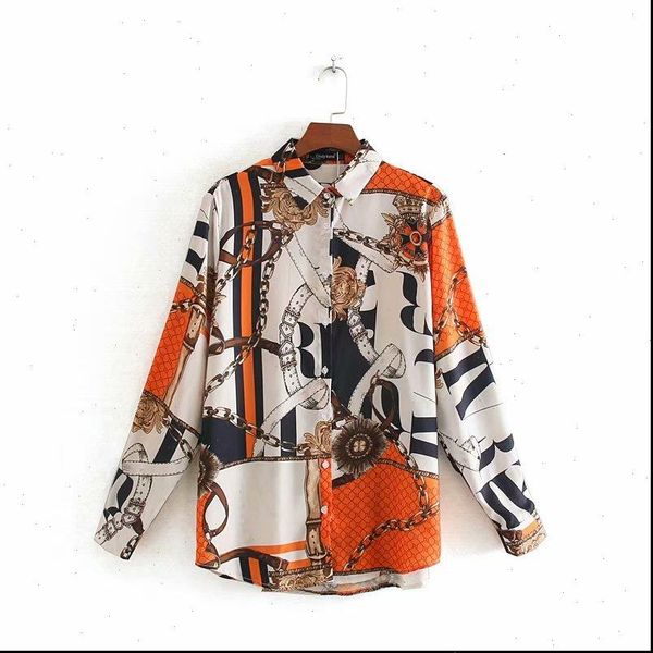 women vintage color matching chain pattern print shirt office lady long sleeve business blouses chic autumn retro ls4311, White
women vintage color matching chain pattern print shirt office lady long sleeve business blouses chic autumn retro ls4311, White