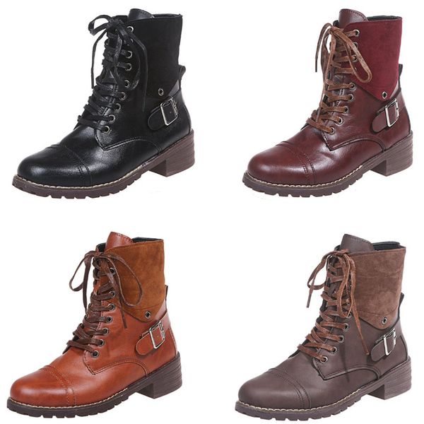 large women's boots 2021 thick heel lace up belt buckle short tube solid versatile martin boot eu35-eu43, Black
large women's boots 2021 thick heel lace up belt buckle short tube solid versatile martin boot eu35-eu43, Black