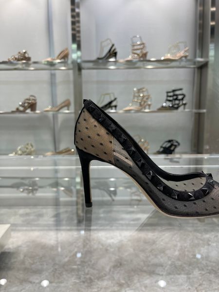 women pointed toe high heels shoes studded strappy slingback stilettos leather sandals pumps, Black
women pointed toe high heels shoes studded strappy slingback stilettos leather sandals pumps, Black
