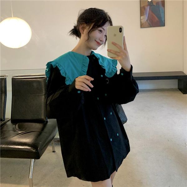 casual dresses large size doll collar dress female autumn and winter korean version loose contrast double breasted shirt, Black;gray
casual dresses large size doll collar dress female autumn and winter korean version loose contrast double breasted shirt, Black;gray