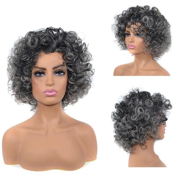 synthetic wigs short curly bob wig brazilian human hair for women pixie cut jerry full machine, Black
synthetic wigs short curly bob wig brazilian human hair for women pixie cut jerry full machine, Black