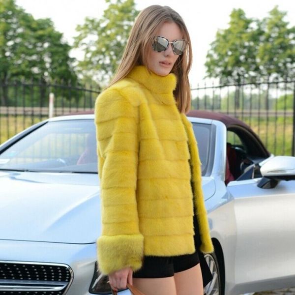 women's fur & faux ur fashion yellow genuine mink coat stand collar with cuff women real jacket winter overcoat, Black
women's fur & faux ur fashion yellow genuine mink coat stand collar with cuff women real jacket winter overcoat, Black