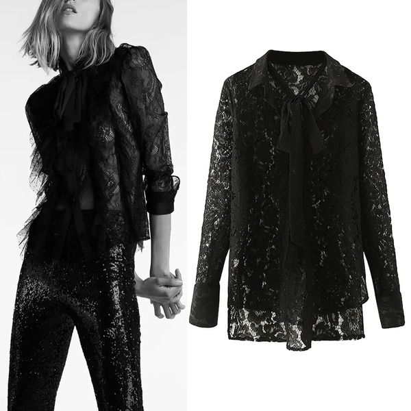 black 2021 new lace women bow tied collared semi sheer long sleeve woman embroidery flower elegant blouse ima1 tr3r, White
black 2021 new lace women bow tied collared semi sheer long sleeve woman embroidery flower elegant blouse ima1 tr3r, White