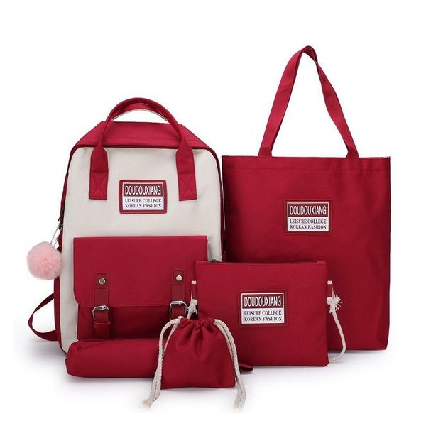 backpack contrast color school bag plush pendant large capacity bags girls backpacks five piece for teenagers
backpack contrast color school bag plush pendant large capacity bags girls backpacks five piece for teenagers