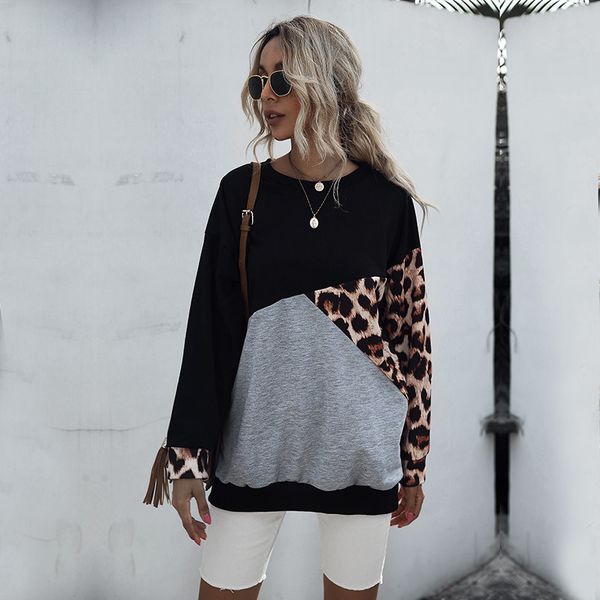 2021 new autumn winter leopard o-neck full sleeve pullovers patchwork sweatshirt for women ce6j, Black
2021 new autumn winter leopard o-neck full sleeve pullovers patchwork sweatshirt for women ce6j, Black