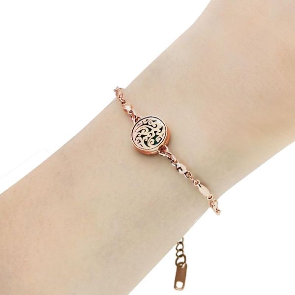 link, chain 316l stainless steel rose gold bracelet diffuser locket with adjustable chains fashion jewelry 10pads 12mm, Black
link, chain 316l stainless steel rose gold bracelet diffuser locket with adjustable chains fashion jewelry 10pads 12mm, Black