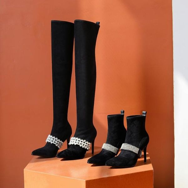 boots oeing womens pointy toe stretchy over the knee thigh&ankle pearls rhinestones band stilettos high heel shoes real leather, Black
boots oeing womens pointy toe stretchy over the knee thigh&ankle pearls rhinestones band stilettos high heel shoes real leather, Black