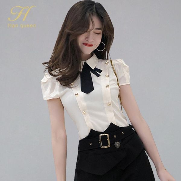 women's blouses & shirts h han queen 2021 summer women elegant work wear bow double-breasted formal business shirt ins fitted, White
women's blouses & shirts h han queen 2021 summer women elegant work wear bow double-breasted formal business shirt ins fitted, White