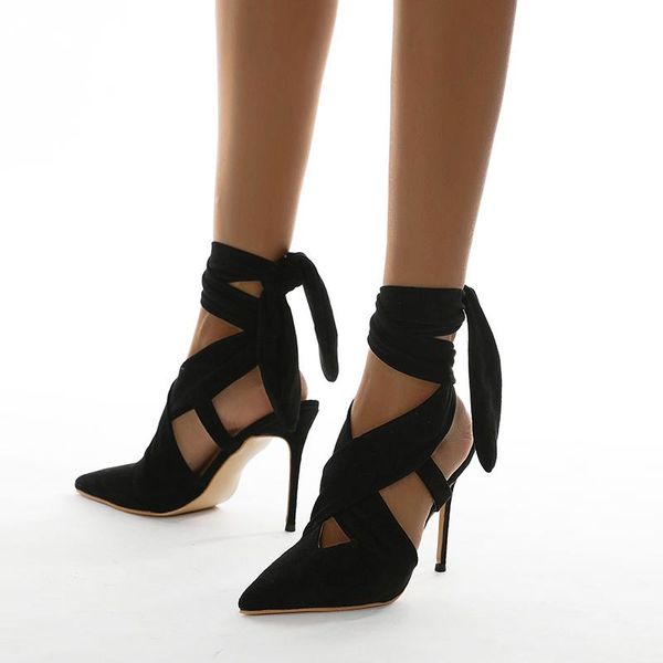 women sandals pointed toe female cross pumps high heels ankle strap lace up shoes ladies party nightclub footwear plus size, Black
women sandals pointed toe female cross pumps high heels ankle strap lace up shoes ladies party nightclub footwear plus size, Black