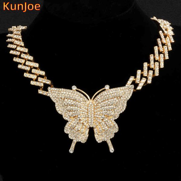 kunjoe exaggerated crystal butterfly pendant necklace women gift rhinestone paved cuban chain hip hop charm girl neck jewelry, Silver
kunjoe exaggerated crystal butterfly pendant necklace women gift rhinestone paved cuban chain hip hop charm girl neck jewelry, Silver