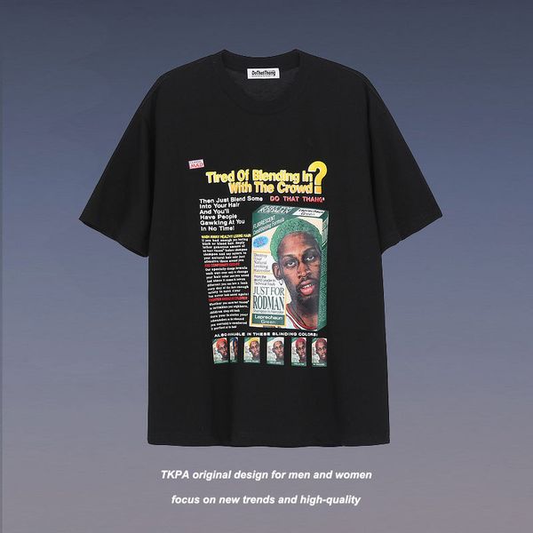 tkpa guochaogao street rodman portrait print short sleeve 21 summer new hip hop loose couple t-shirt, White
tkpa guochaogao street rodman portrait print short sleeve 21 summer new hip hop loose couple t-shirt, White