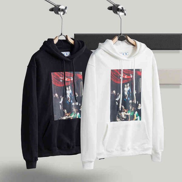 quality oil off religious high painting tape arrow correct version cotton hoodie off men and women, Black
quality oil off religious high painting tape arrow correct version cotton hoodie off men and women, Black