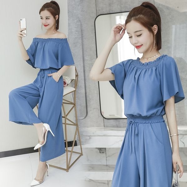 2021 solid summer slash neck short sleeve two pieces together with cord off the shoulder loose female leg pants 236 suits no12, Black;brown
2021 solid summer slash neck short sleeve two pieces together with cord off the shoulder loose female leg pants 236 suits no12, Black;brown