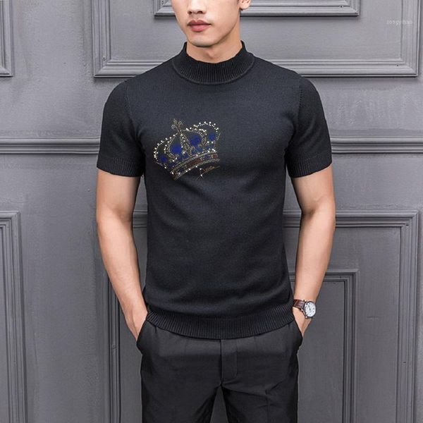 men's sweaters spring and summer knitted t-shirt loose soft fabric diamond crown cashmere short-sleeved sweater pullover, White;black
men's sweaters spring and summer knitted t-shirt loose soft fabric diamond crown cashmere short-sleeved sweater pullover, White;black