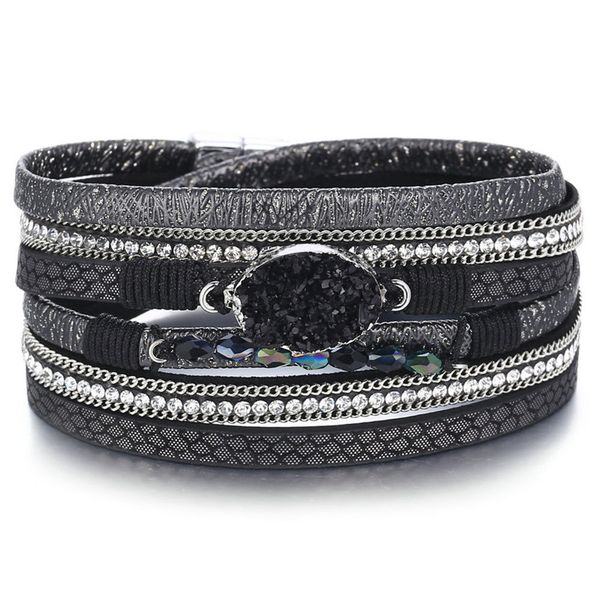 vintage handmade black multilayer leather bracelet for women men fashion stone crystal bracelet bangle party jewelry, Golden;silver
vintage handmade black multilayer leather bracelet for women men fashion stone crystal bracelet bangle party jewelry, Golden;silver