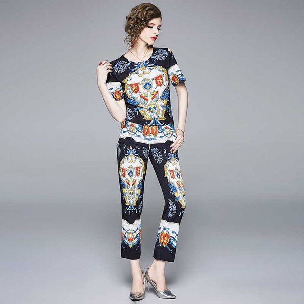 nrj-5f-512-a-8060 fashion design runway sets summer women o-neck + pant suit 2 piece set women 210706, White 
nrj-5f-512-a-8060 fashion design runway sets summer women o-neck + pant suit 2 piece set women 210706, White