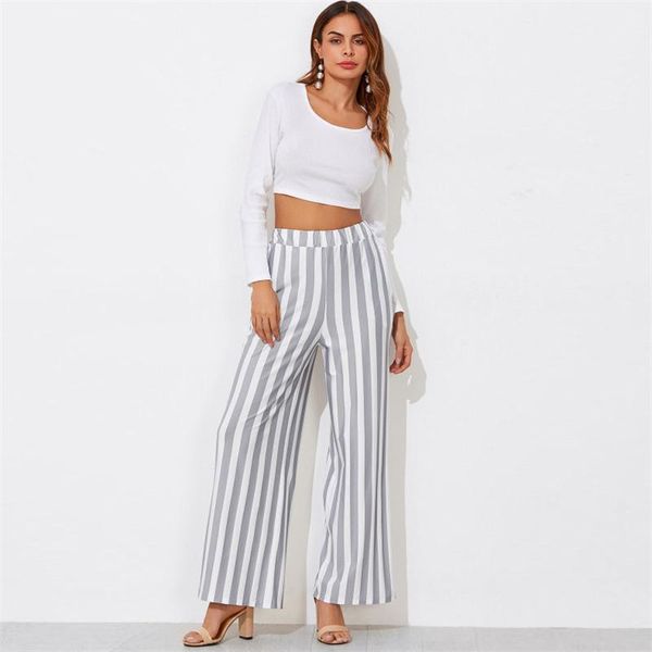 women's pants & capris 2021 fashion summer wide leg women high waist vertical striped loose palazzo elegant office ladies trousers, Black;white
women's pants & capris 2021 fashion summer wide leg women high waist vertical striped loose palazzo elegant office ladies trousers, Black;white