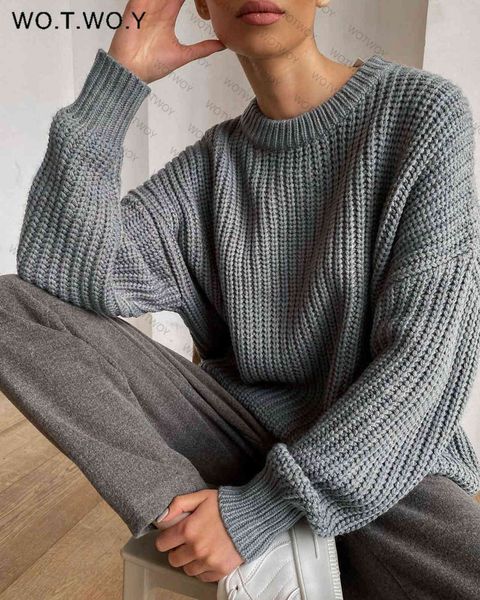 wotwoy autumn winter thickening oversized sweater women long sleeve casual loose pullovers female cashmere solid knitted y1110, White;black
wotwoy autumn winter thickening oversized sweater women long sleeve casual loose pullovers female cashmere solid knitted y1110, White;black